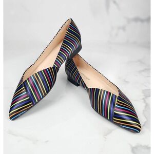 Peter Kaiser Womens Pointed Toe Flats Multicolored Satin Slip On Shoes Sz US 7.5